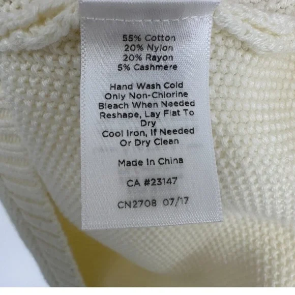 Talbots Cashmere blend 3/4 sleeve Cream Cable Knit Pullover MP - Picture 7 of 7